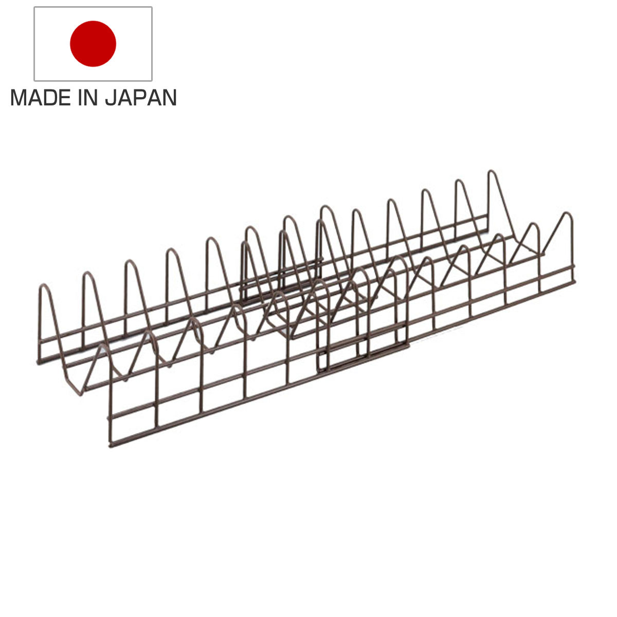 ディッシュスタンド 伸縮するお皿収納ラック ブラウン （ スチール 日本製 伸縮 お皿スタンド キッチン収納 お皿収納ラック ディッシュラック シンク下収納 シンク下収納ラック システムキッチン 引き出し 整理 ）【3980円以上送料無料】