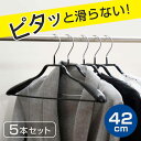 すべらないハンガー ジャケットハンガー 42cm 5本セット ( 衣類収納 洋服ハンガー ジャケット ハンガー スーツ すべり落ちにくいハンガー 5本 衣類 収...