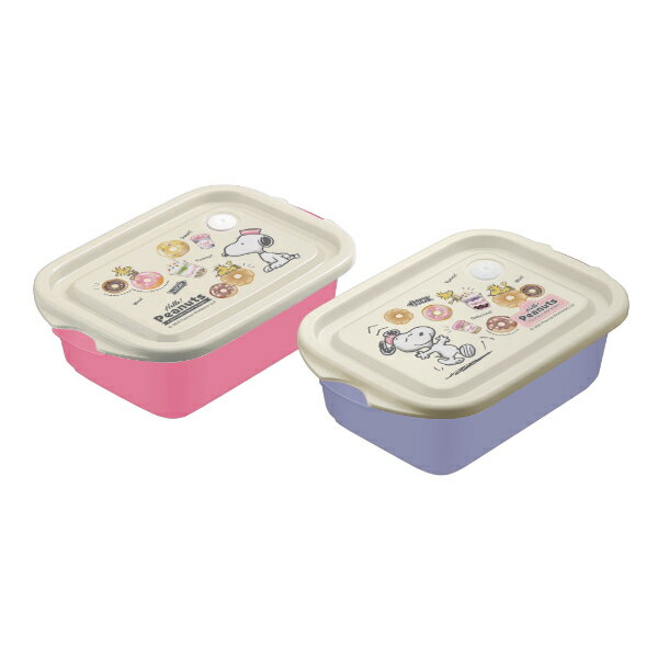 お弁当箱 抗菌 シールボックス M PEANUTS スヌーピー ドーナツショップ （ SNOOPY 500ml 弁当箱 ランチボックス 保存容器 レンジ対応 一段 女子 シール容器 プラスチック容器 デザートケース レンジOK 1段 抗菌加工 AG 女性 ） 【3980円以上送料無料】のサムネイル