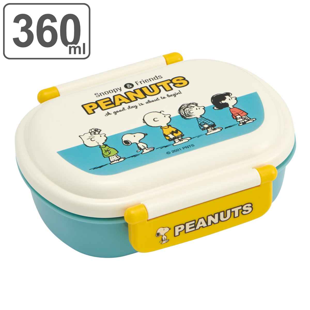 弁当箱 1段 360ml 抗菌 ふわっと タイトランチボックス PEANUTS スヌーピー ツートンカラー （ SNOOPY 食洗機対応 レンジ対応 弁当箱 ランチボックス AG 食洗機OK レンジOK お弁当 弁当 一段 中子 仕切り 幼稚園 保育園 ）【3980円以上送料無料】