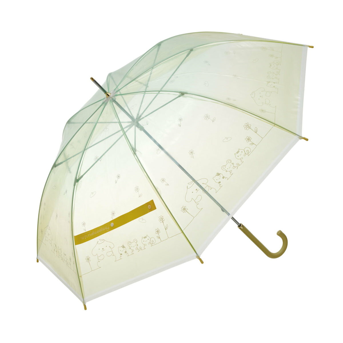 プレミアムビニール傘 60cm ポムポムプリン ラインデザイン （ 雨傘 ビニール 傘 かさ カサ 手開き式 軽量 丈夫 グラスファイバー 透明 通学 通勤 雨具 大人かわいい キャラクター レイングッズ ） 【3980円以上送料無料】のサムネイル