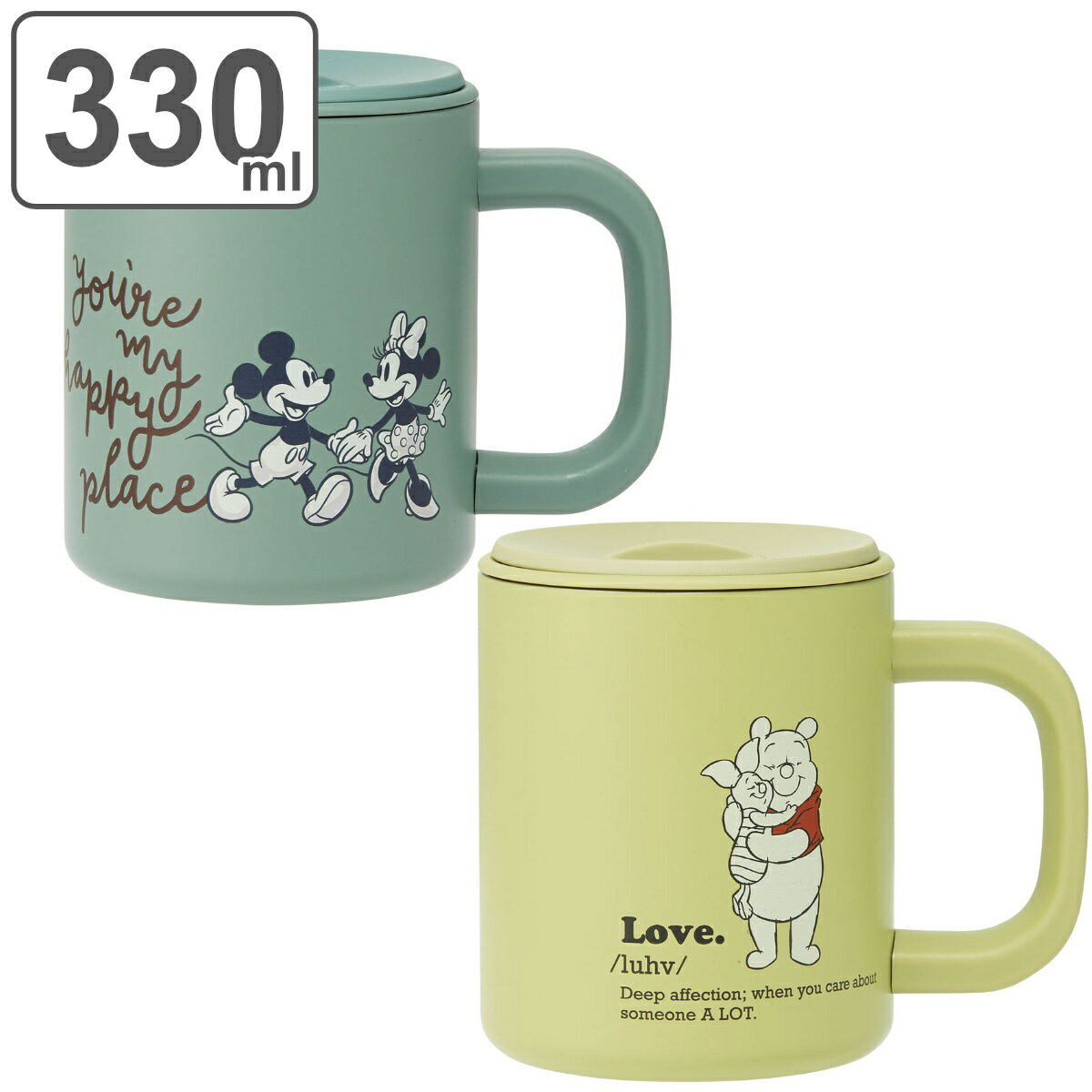 マグカップ 330ml 真空断熱 ステンレス （ ステンレスマグ ステンレス製 保温 保冷 カップ コップ マグ コーヒー 紅茶 ふた付き 持ち運び スライド式 キャラクター ディズニー 持ち手付き かわいい ） 【3980円以上送料無料】のサムネイル