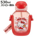 水筒 530ml ワンプッシュストローボトル KTうしろうしろ ( ハローキティ ワンプッシュ ストロー ボトル プラスチック ストロー付き 軽量 直飲み こども マイボトル クリアボトル 透明 クリア シリコン ワンタッチ キッズ )【3980円以上送料無料】(3)