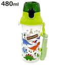 水筒 ディノサウルス 恐竜 直飲み プラスチック 480ml 子ども ( 食洗機対応 幼稚園 保育園 軽量 恐竜柄 プラスチック製 ワンプッシュボトル 子供用水筒 ダイレクトボトル マグボトル すいとう 透明 子供用 )【3980円以上送料無料】
