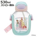 水筒 530ml ワンプッシュストローボトル プリンセス25 ( ディズニープリンセス ワンプッシュ ストロー ボトル プラスチック ストロー付き 軽量 直飲み...