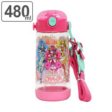 水筒 プラスチック ストロー ワンプッシュストローボトル ヒーリングっどプリキュア 480ml 子供 （ プリキュア ストローホッパー ワンプッシュボトル 保冷 幼稚園 保育園 キャラクター キッズ プラスチック製 ワンタッチ 軽量 ）【3980円以上送料無料】