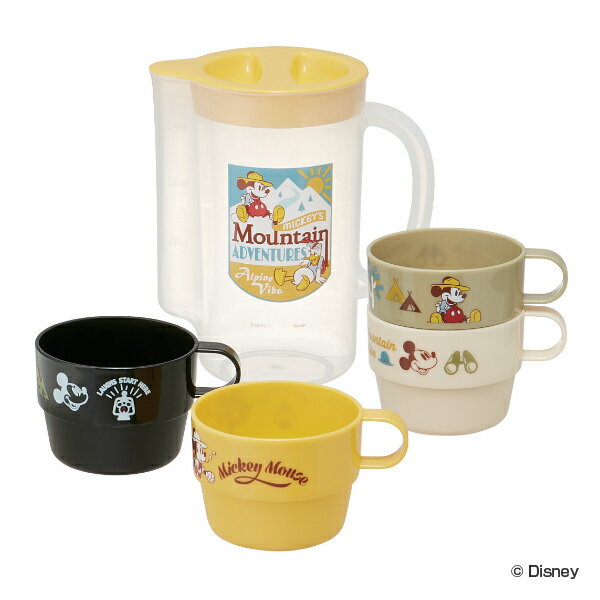 コップ アウトドア ケース付 ミッキーマウス スタッキングコップ4個セット （ カップ プラスチック プラカップ ピッチャー付き キャラクター キャラ スタッキング 4個 プラコップ 軽い 取っ手付き 割れにくい プラスチック製 ） 【3980円以上送料無料】のサムネイル