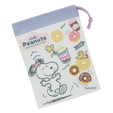 コップ袋 巾着袋 PEANUTS スヌーピー ドーナツショップ 歯ブラシホルダー付き ( SNOOPY 巾着 キッズ 歯ブラシホルダー付き コップ 入れ 歯ブラシ 子供用 給食 袋 ランチ巾着 幼稚園 保育園 お弁当グッズ ランチグッズ 入園 準備 )【3980円以上送料無料】