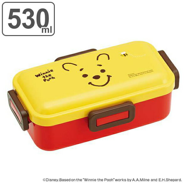 お弁当箱 1段 抗菌 530ml ふわっと くまのプーさん フェイス （ POOH プーさん 弁当箱 ランチボックス 弁当 食洗機対応 レンジ対応 AG 抗菌加工 一段 仕切り付き 4点ロック お弁当 ふわっと弁当箱 ドーム型 ） 【3980円以上送料無料】のサムネイル