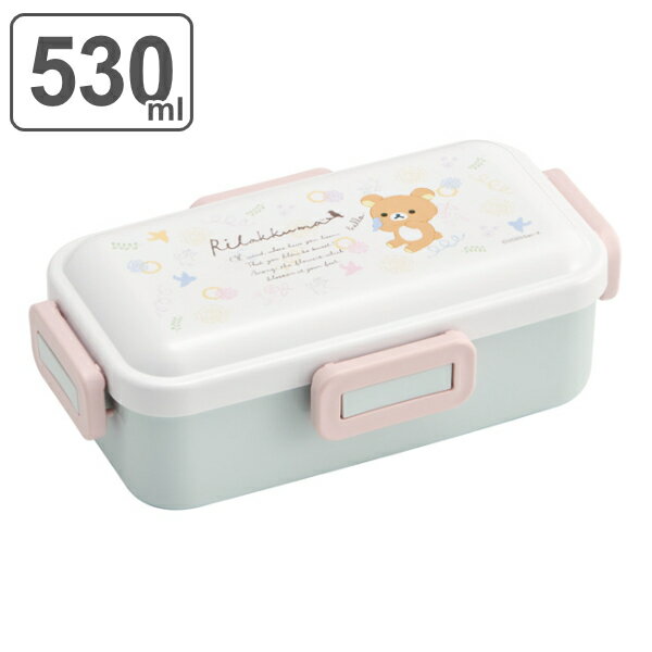 お弁当箱 1段 530ml ふわっと リラックマ 花柄 （ りらっくま 弁当箱 ランチボックス 弁当 食洗機対応 レンジ対応 一段 仕切り付き 4点ロック お弁当 ふわっと弁当箱 ドーム型 キャラクター ）【3980円以上送料無料】