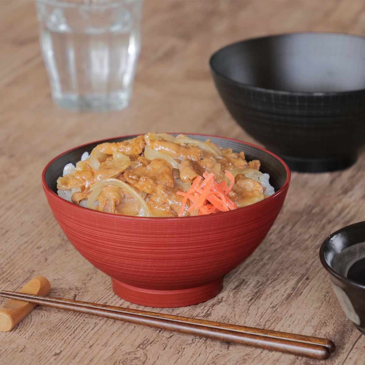 どんぶり 15cm 刷毛筋 山中塗 プラスチック （ 食洗器対応 電子レンジ対応 丼 丼ぶり お椀  ...