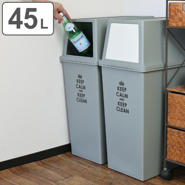 ゴミ箱　分別　積み重ねゴミ箱　スリム　45リットル （ ごみ箱 ふた付き ダストボックス スタッキング 45L 45l ふた付 前開き 蓋付き プラスチック製 くずかご ダストBOX 分別ゴミ箱 分別ごみ箱 ）【3980円以上送料無料】