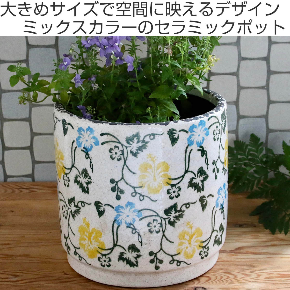 ポット ブルーミー セラミックポット ミックス Lサイズ ( 植木鉢 フラワーポット プラントポット プランターポット 鉢 鉢植え セラミック インテリア 植え替え おしゃれ 観葉植物 多肉植物 サボテン 園芸 水抜き穴 )【3980円以上送料無料】 [2]