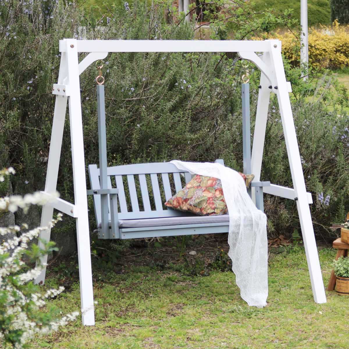 ベンチ 天然木製スウィングベンチ Elan エラン ( ブランコ 木製 屋外 スウィングチェア 家庭用ブランコ 庭 バルコニー 2人掛け 天然木 庭先 ガーデン...