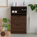 シューズラック 3段 オーク柄 ナチュラルデザイン 幅64cm ( 下駄箱 靴 収納 玄関 くつ入れ スリム スラップ扉 幅64 奥行24 大容量 玄関収納 木目 省 スペース ナチュラル ブラウン )【3980円以上送料無料】