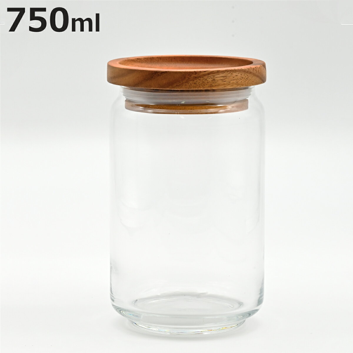 保存容器 ガラスジャー 750ml 天然木 アカシア （ キャニスター 保存瓶 ガラス 木蓋 木製フタ 密閉容器 ガラス保存瓶 びん スタッキング ガラス容器 透明 丸型 お菓子 スパイス 小物入れ おしゃれ ）【3980円以上送料無料】