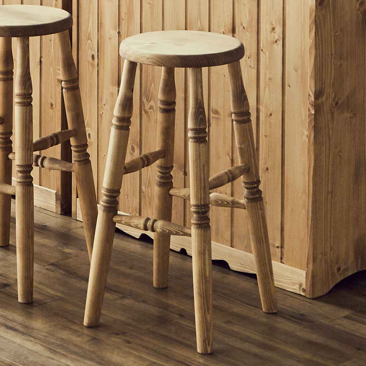 スツール 木製 丸 座面高65cm カントリー調 ( ハイチェア バーチェア ダイニング 椅子 チェア北欧 カントリー調 完成品 パイン材 パイン 無垢 北欧風...