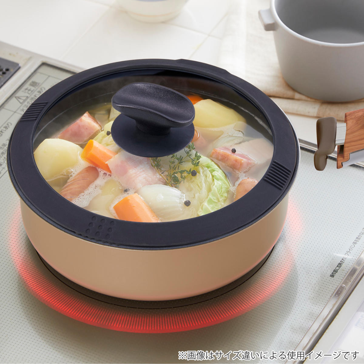 フライパン 蓋 16cm用 ガラス蓋 とれパン 鍋蓋 （ ふた 鍋ふた 専用ガラス蓋 窓付き フタのみ ふたのみ 蓋のみ 16センチ フタ 鍋用 ガラスふた 湯切り口 調理器具 ）【3980円以上送料無料】 colorfulbox-10188740 お弁当グッズのカラフルボックス サンプル画像3