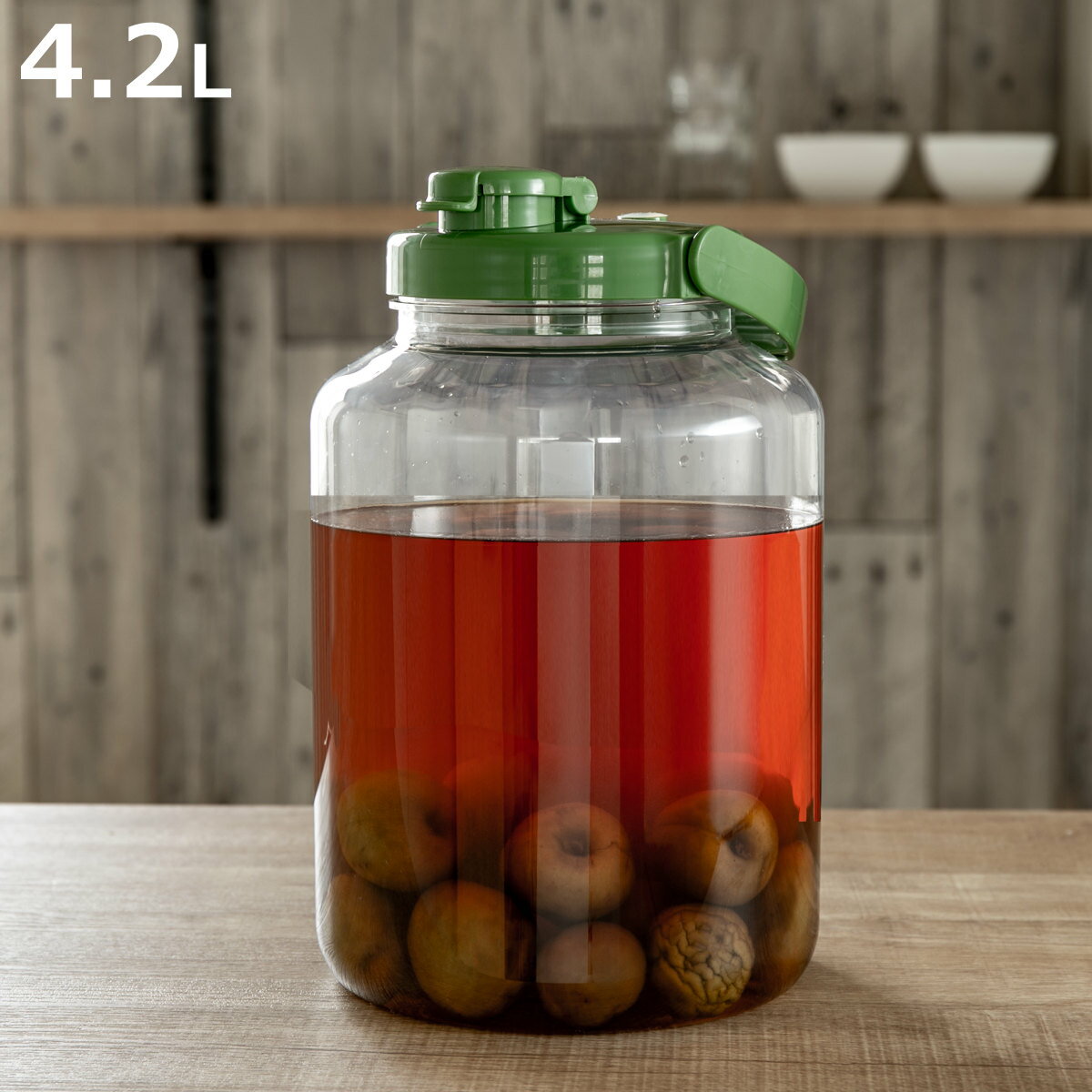 梅酒容器 液体密封容器 R型 4.2L プラスチック製 （ 梅酒びん 梅酒瓶 果実酒瓶 保存容器 密閉保存容器 梅酒用保存容器 果実酒用保存容器 梅酒ビン 果実酒びん 果実酒ビン ）【3980円以上送料無料】のサムネイル