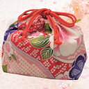 巾着袋 細長 桜ピンク ( お弁当袋 和柄 和モダン 桜 巾着 弁当袋 日本製 ランチ巾着 大人 女性 男性 弁当包み 弁当巾着 ランチバッグ マチ付き )【3...
