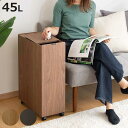 ゴミ箱 45L BOSK 木製 ( ごみ箱 45リットル 木目 ふた付き スリム 幅21 キッチン シンプル おしゃれ ダストボックス キャスター付き 袋 見えない スライド 蓋 シンク下 袋止め付き )【3980円以上送料無料】