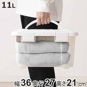 収納ボックス 幅36×奥行27×高さ21cm フタ付き 持ち手付き プラスチック ( 収納ケース 収納 衣類 小物 キャスター付き 片開き ロック式 積み重ね 持ち運び フタ 持ち手 付き 防災グッズ 食品 日用品 ストック おもちゃ )【3980円以上送料無料】