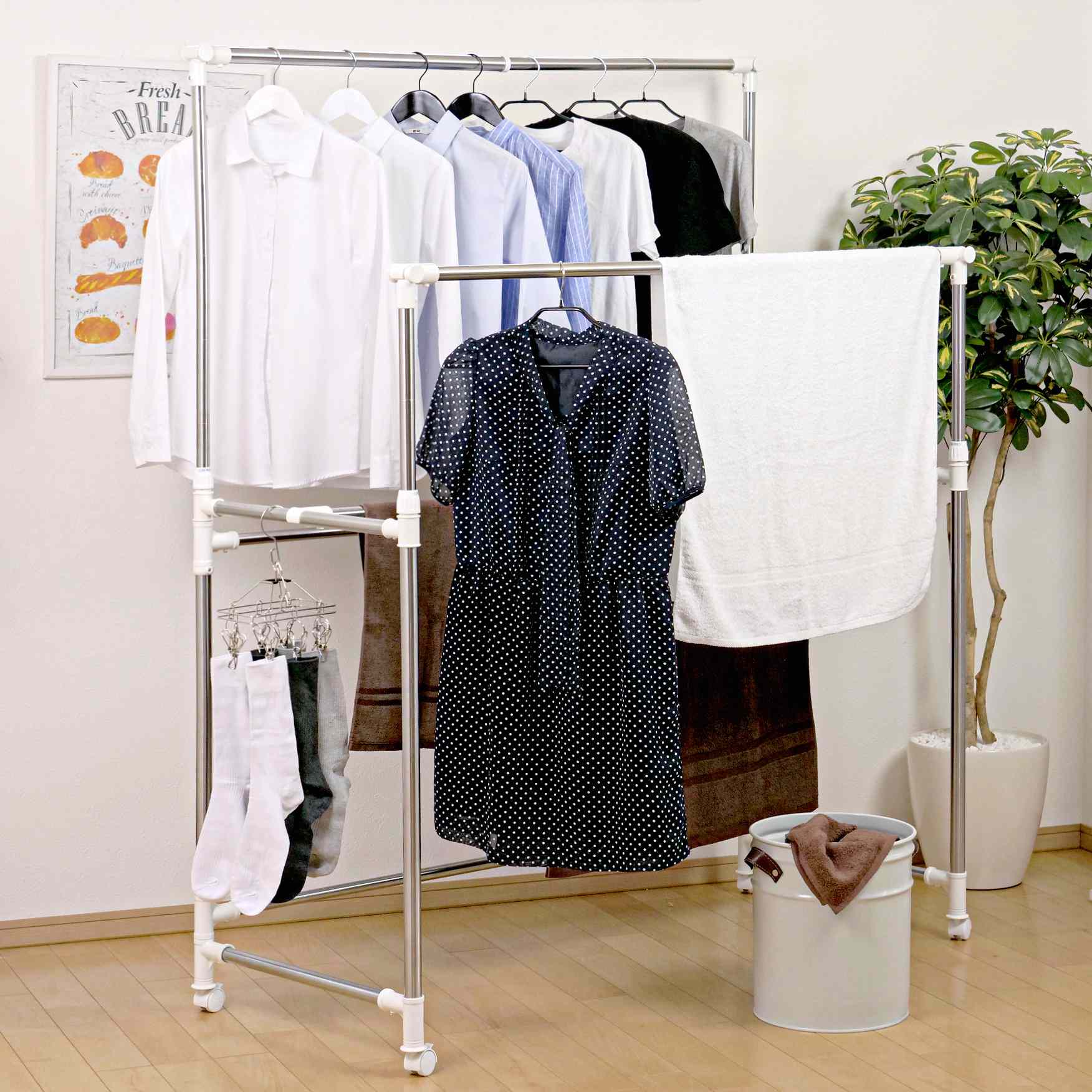 物干し 室内 PORISH いっぱい干せる伸縮自在多機能物干し ( 折り畳み 折りたたみ コンパクト 部屋 タオル 洗濯物干し 室内干し 部屋干し 収納 衣類収...