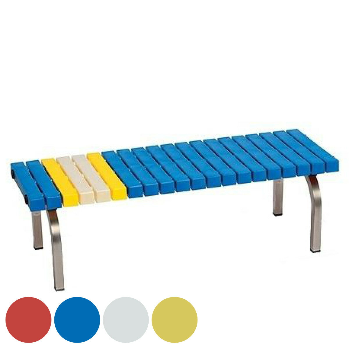 ベンチ ホームベンチ 背なし ステンレス脚 120cm 2〜3人用 （ 法人限定 屋外ベンチ 屋内外 再生 樹脂製..