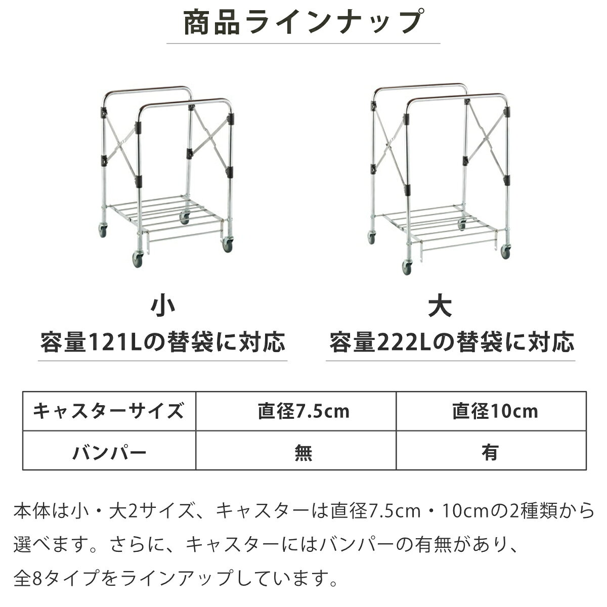 カート スタンディングカート 本体 小 大 直径7.5cm 10cm キャスター付き バンパー ( 法人限定 バンパー 業務用 ダストカート 運搬台車 スチール製 運搬 回収 )【3980円以上送料無料】 [2]