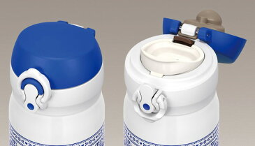 特価 水筒 サーモス thermos 真空断熱ケータイマグ 直飲み 400ml JNL-402 ブルーホワイト （ 軽量 スリム ステンレスボトル マグボトル 魔法瓶 ワンタッチオープン ステンレス 保温 保冷 ステンレス製 すいとう 超軽量 スペインタイル ）