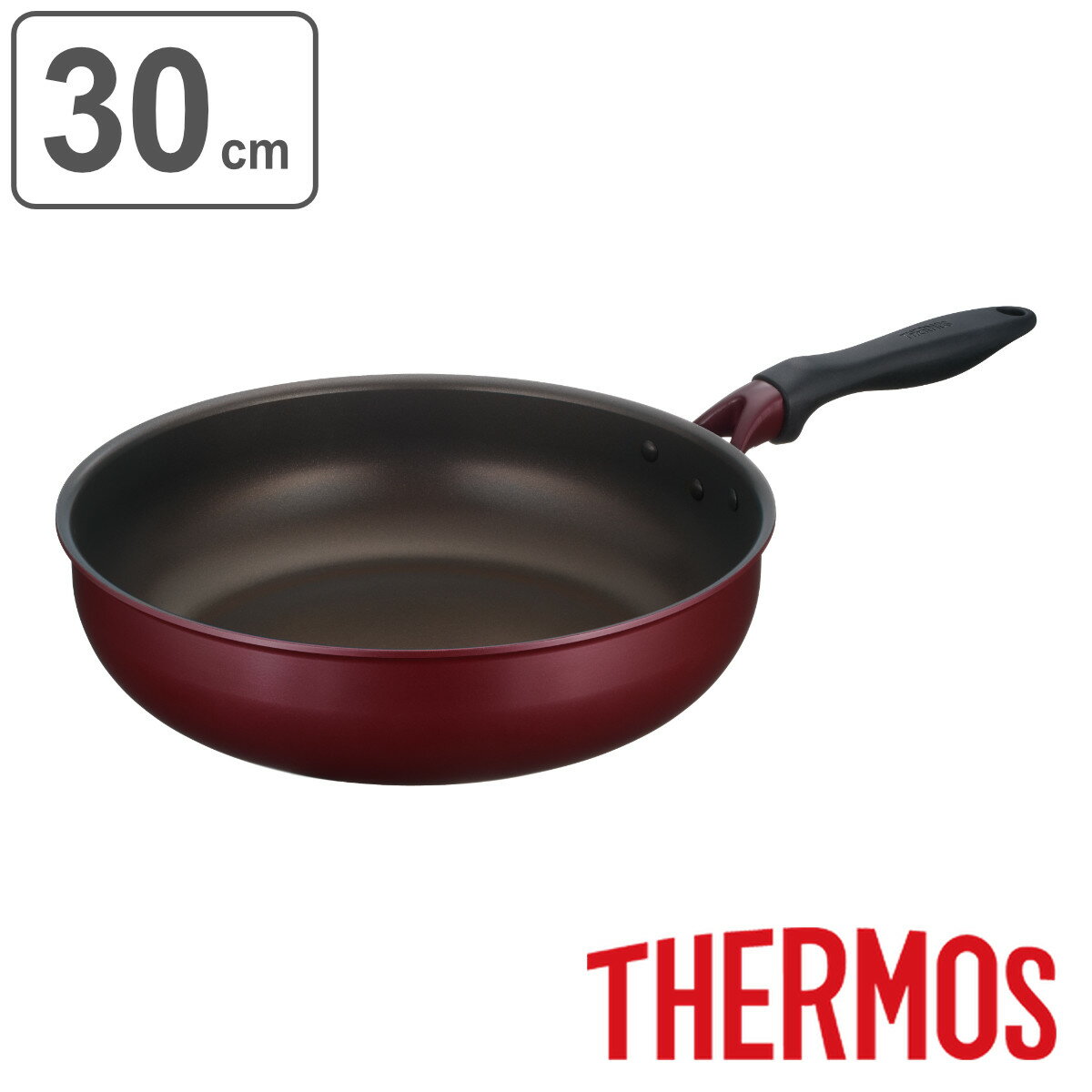 サーモス 炒め鍋 30cm IH対応 デュラブルシリーズ キッチンプラス （ 送料無料 THERMOS ガス火 IH 対応 深型フライパン 片手鍋 いため鍋 30センチ 大きめ 大きい フッ素加工 デュラブルコート 焦げ付きにくい 調理器具 ） 【3980円以上送料無料】のサムネイル