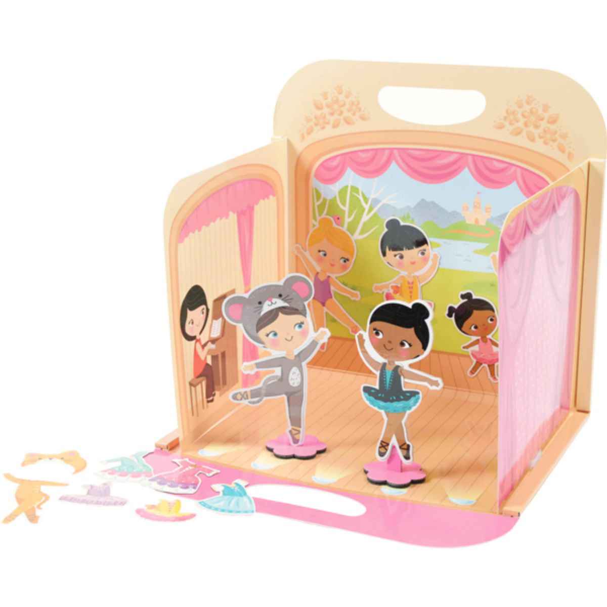 おもちゃ マグネットバッグ 着せ替えバレリーナ （ 着せ替え 着せ替え遊び 知育玩具 磁石 マグネット 子供 幼児 キッズ 3歳 女の子 かわいい オモチャ きせかえ コーディネート コンパクト 持ち運び プレゼント ギフト ） 【3980円以上送料無料】 2