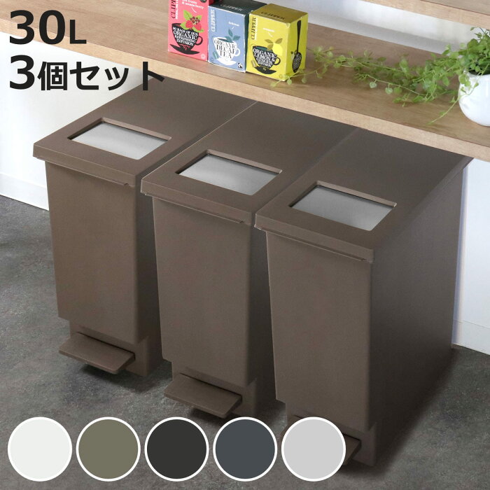 ゴミ箱 30L 同色3個セット ユニード プッシュ＆ペダル （ 送料無料 30リットル ふた付き 分別 キッチン ダストボックス スリム 分別ゴミ箱 棚下 カウンター下 縦型 角型 ペダルペール 蓋付き シンプル おしゃれ 小窓 ）【3980円以上送料無料】