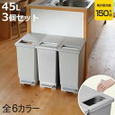 ゴミ箱 45L 同色3個セット ペダル ユニード プッシュ&ペダル ( 45リットル ふた付き 分別キッチン ダストボックス スリム 分別ゴミ箱 棚下 カウンタ...