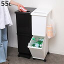 ゴミ箱 55L 2段 ユニード 4分別 スリム ( ごみ箱 55リットル 分別 多段式 プッシュ ふた付き キャスター付き 省スペース 大容量 分別ゴミ箱 縦型...