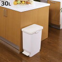 ゴミ箱 30L ふた付き スリム ペダルペール ( ごみ箱 30リットル ペダル 抗菌 キャスター付き キッチン シンプル ペダル式 袋止め付き フック付き 3...