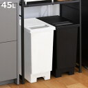 ゴミ箱 45L ユニード プッシュ&オープンペール ( ごみ箱 45リットル プッシュ 小窓 キッチン シンプル ふた付き 分別 45 袋止め付き スリム 角型...