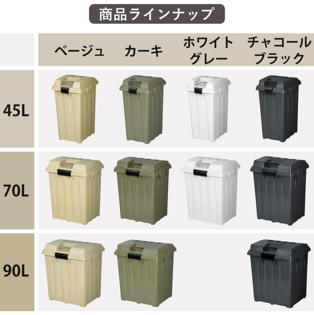 ゴミ箱 45L 70L 90L 屋外兼用 連結ハンドルペール 大容量 単品 同色2個セット 同色...