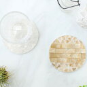 コースター 10cm シェルコースター ラウンド トライアングル ( コップ敷き グラスマット 茶托 茶たく 丸型 シェル 貝殻 自然素材 滑り止め付き グラス...