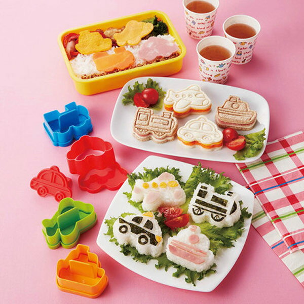 抜き型　ライス＆パン押し抜き型　のりもの　4個入り （ お弁当グッズ キャラ弁 子供用 アレンジ デコ弁 クッキー型 型抜き ）【3980円以上送料無料】のサムネイル