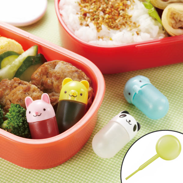 タレビン ちびっこアニマル お弁当グッズ 4個入 スポイト付 ( たれビン たれ瓶 タレ瓶 ランチグッズ 調味料入れ 調味料ケース 子供用 キャラ弁 デコ弁 )...