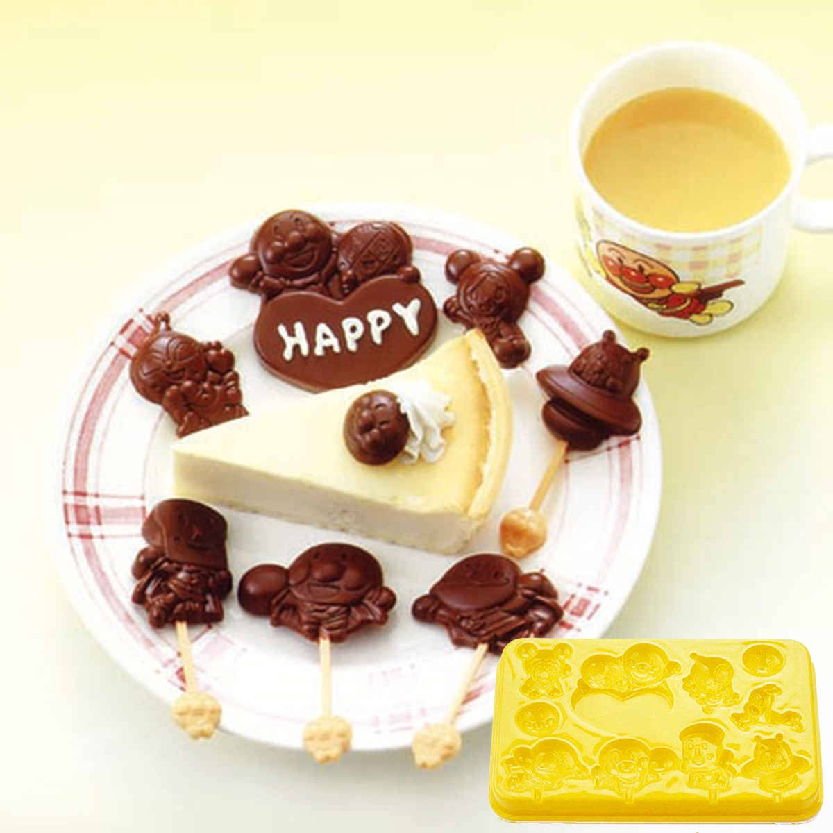 チョコレート型 アンパンマン チョコレートモールド ピック付き キャラクター （ 手作りチョコ 抜き型 スティックチョコ チョコ型 日本製 お菓子作り 製菓道具 製菓用具 製菓グッズ あんぱんまん 棒付きチョコ ）【3980円以上送料無料】