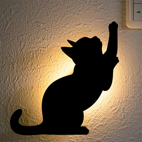 LEDライト Thats Light！ CAT WALL LIGHT かりかり （ 足元灯 LED 猫 フット ライト ウォールライト ねこ おしゃれ センサーライト 屋内 電池式 ウォールステッカー 光る ネコ センサー 壁 キャット ） 【3980円以上送料無料】