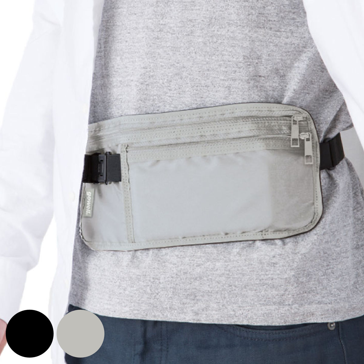 スキミング防止 カラダにフィットするウエストポーチ （ 旅行ポーチ 収納 小物入れ ウエストポーチ 隠せる セキュリティ ケース 海外 旅行 トラベルポケット 隠しポケット パスポート収納 薄型 貴重品 隠し 防犯用品 ）【3980円以上送料無料】