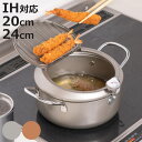 天ぷら鍋 20cm 24cm IH対応 鉄製 バット蓋付き 温度計付き ( ガス火対応 揚げ鍋 鉄製天ぷら鍋 蓋付き 油はねガード付き 20センチ 24センチ 蓋付き天ぷら鍋 鉄 揚げ物鍋 天ぷら用鍋 両手鍋 注ぎ口付き )【3980円以上送料無料】