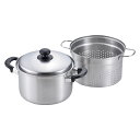 パスタポット 22cm IH対応 燕三 日本製 ( 送料無料 ガス火 IH 対応 深型鍋 パスタ用鍋 中かご付き 22センチ 寸胴鍋 湯切り鍋 ステンレス製 調...