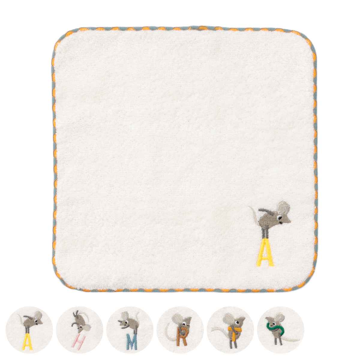 ハンドタオル フレデリック イニシャル 20×20cm ( 手拭き 絵本 キャラクター ハンカチ タオルハンカチ 綿100 ガーゼ ウォッシュタオル パイル 手...