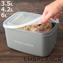 EMBALANCE 保存容器 フードコンテナ ( 3.5L 4.2L 6L 角型 丸型 エンバランス プラスチック 冷凍 冷蔵 鮮度保持 日本製 BPAフリー 食品保存 ぬか漬け 深型 糠漬け 味噌ポット みそポット みそ 味噌 保存 ストッカー 発酵食品 米びつ )【3980円以上送料無料】