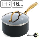 GREEN PAN ソースパン 16cm IH対応 ストゥディオ ガラス蓋付き ( グリーンパン STUDIO ガス火対応 食洗機対応 ミルクパン 片手鍋 小鍋...