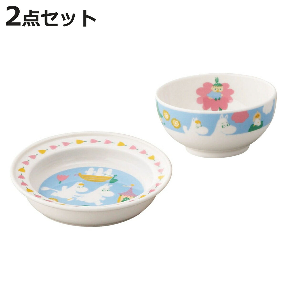 プレート ボウル プレート＆ボウルセット ムーミン （ 2点セット 電子レンジ対応 磁器 子供用食器 ...